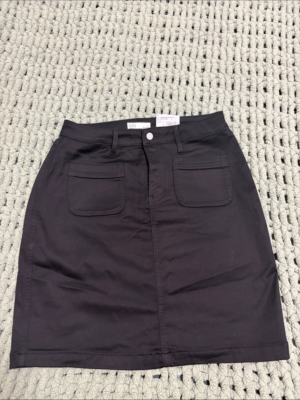 croft & barrow Black Mini Skirt with Front Patch Pockets